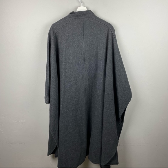 Vintage 80s Made in USA Heavy Trench Wool Coat w/Side Slits 2 Front Pockets - Picture 7 of 11